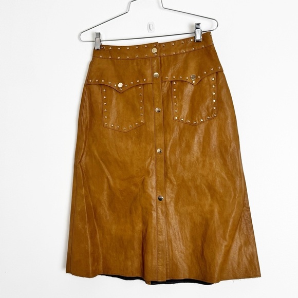 Zara Faux Leather A line Skirt Tan size S - Picture 2 of 6
